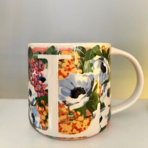 Anthropologie Floral “L” monogram Mug
